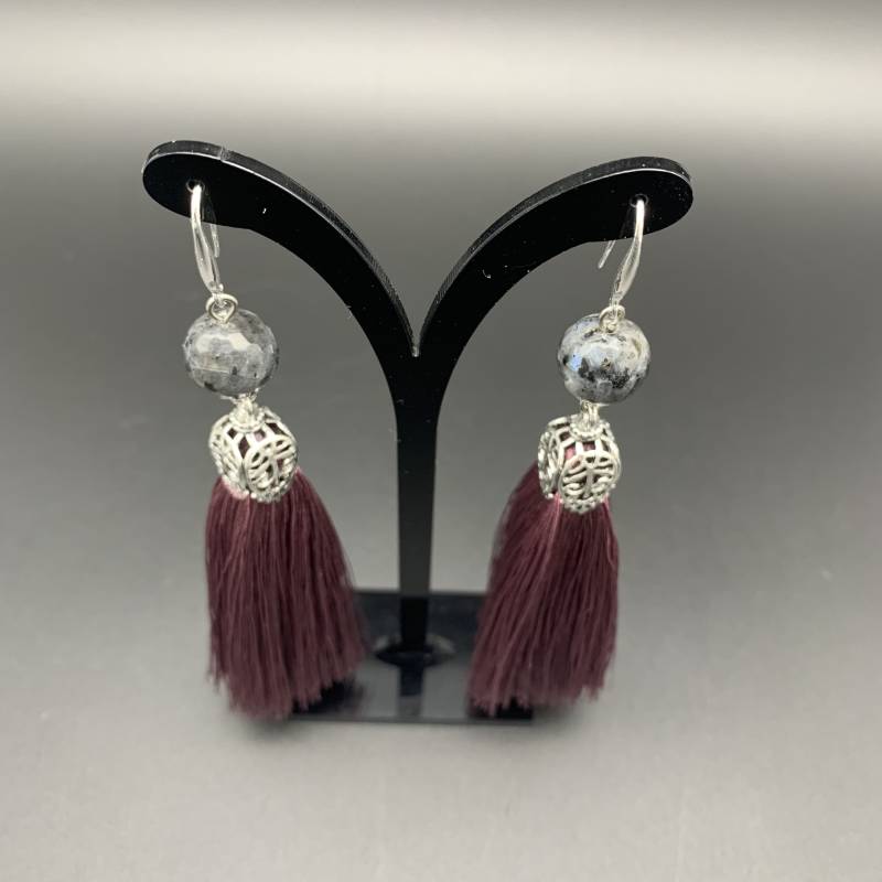 Senf Quasten Ohrringe, Tigerauge Boho Lange Ohrringe von JewelleryStones