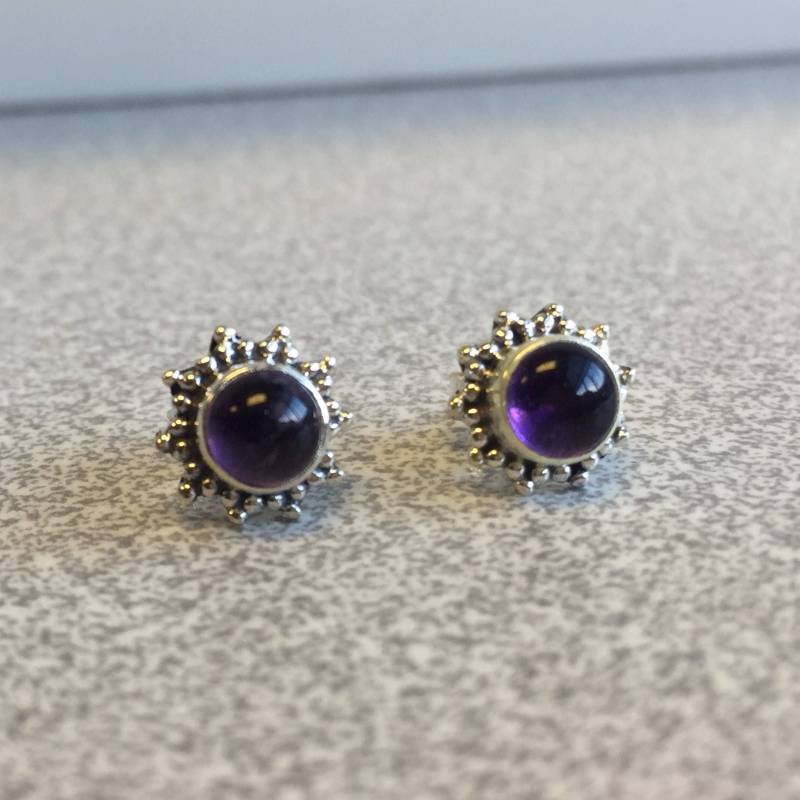 Amethyst Sterling Silber Ohrstecker Motiv Sternblume von JewelleryStoreLondon
