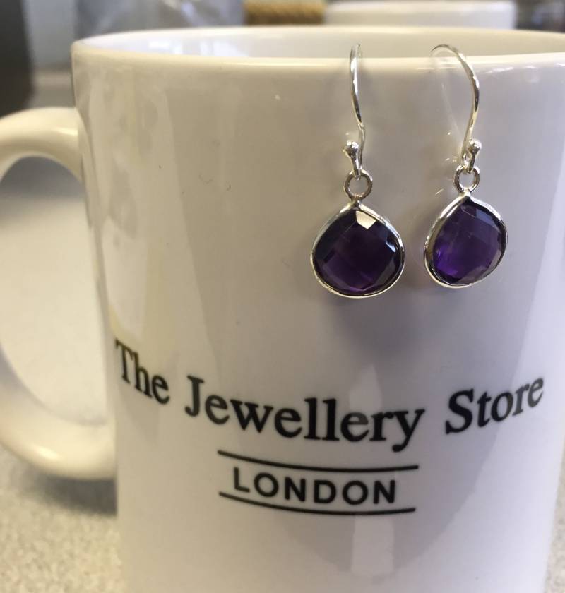 sterling Silber Amethyst Ohrringe Teardrop Haken Baumeln von JewelleryStoreLondon