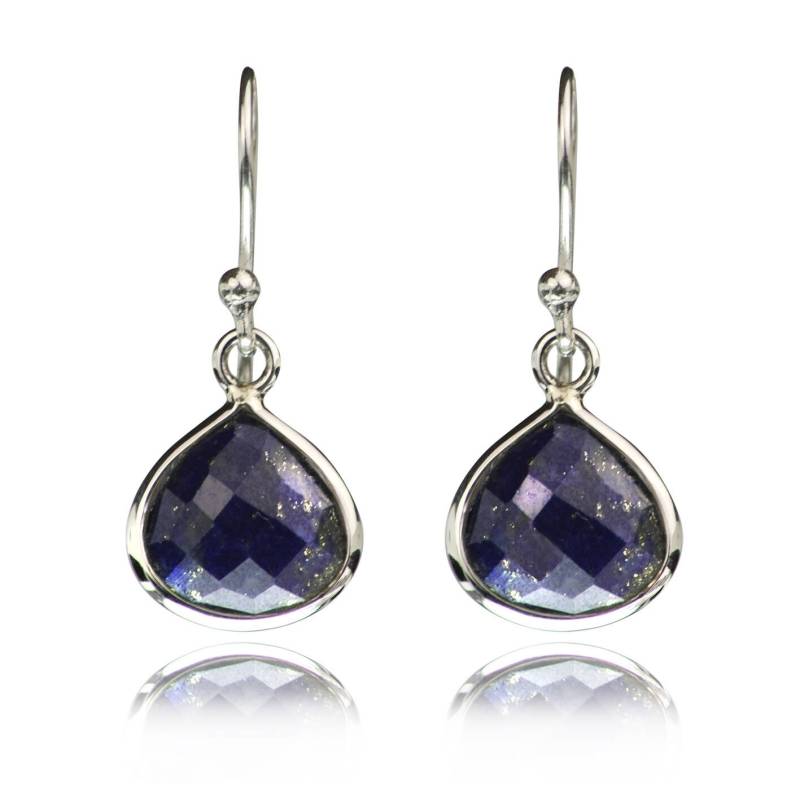 sterling Silber Lapis Lazuli Ohrringe Teardrop Anhänger, 10 Mm Edelstein von JewelleryStoreLondon