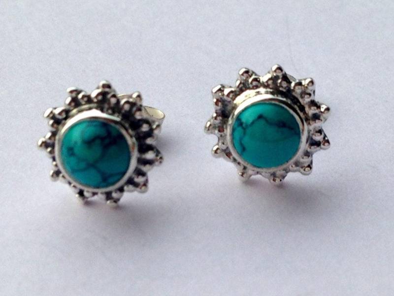 sterling Silber Türkis Ohrstecker Blumen-stern-Design sterling Silber Türkis Ohrstecker Blumen-stern-Design von JewelleryStoreLondon