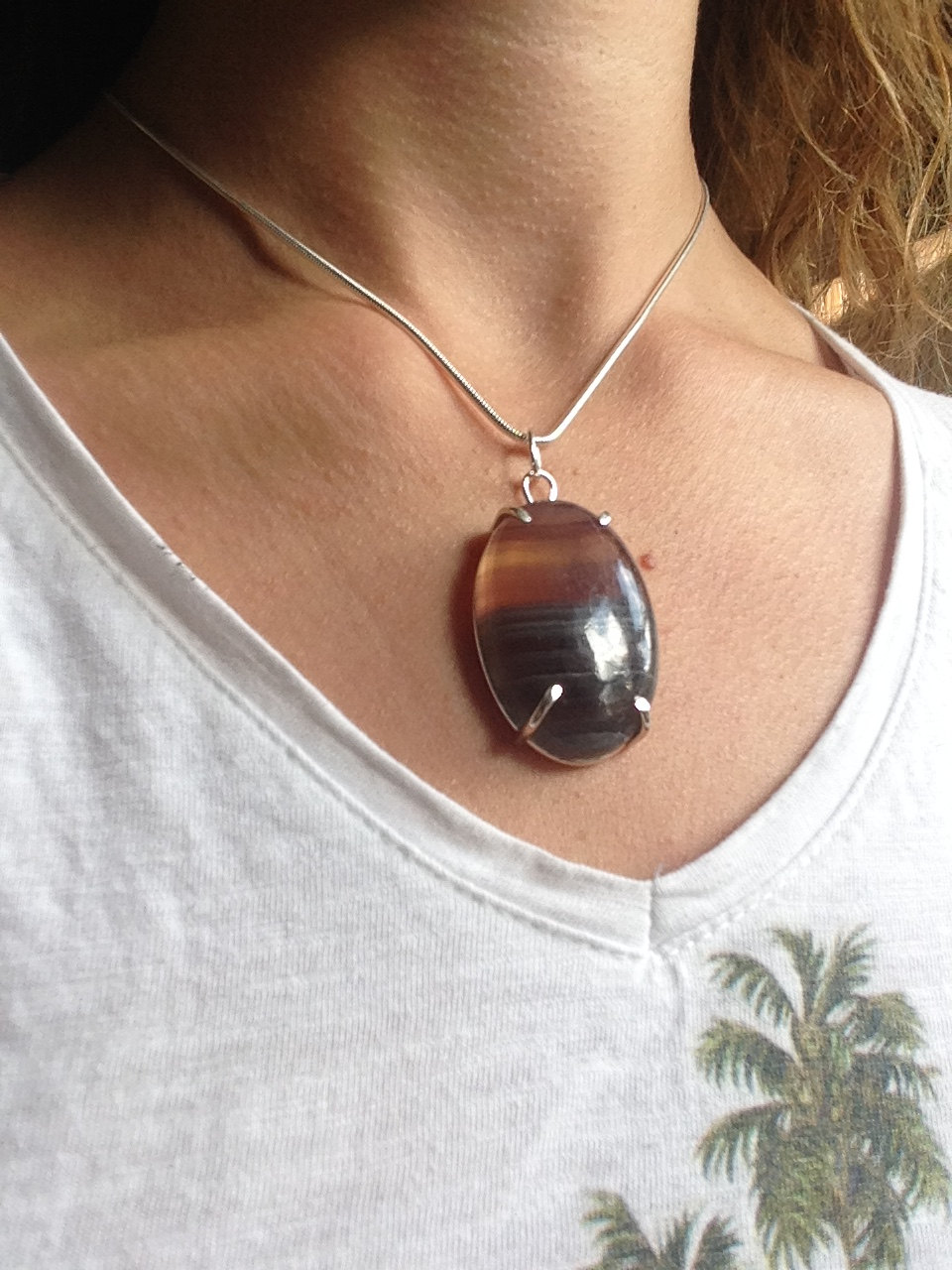 Achat Anhänger An Einer Silbernen Schlangenkette. Kette Achat Anhänger An Einer Silbernen Schlangenkette. Kette von JewellerybyJodyCraft
