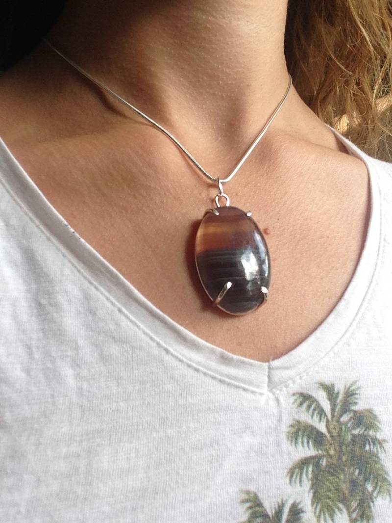 Achat Anhänger An Einer Silbernen Schlangenkette. Kette Achat Anhänger An Einer Silbernen Schlangenkette. Kette von JewellerybyJodyCraft
