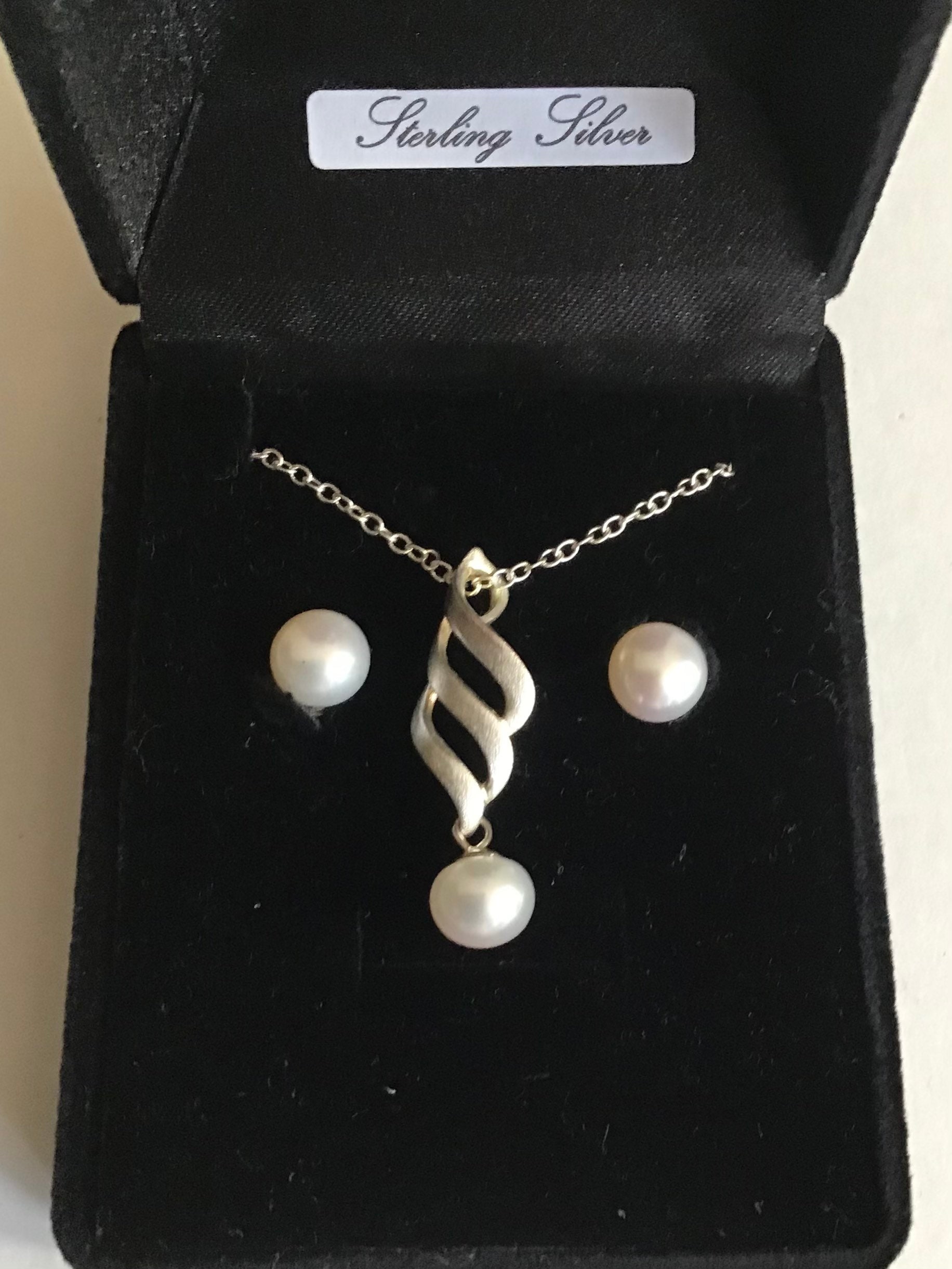 Süßwasser Perle Und Sterling Silber Anhänger Ohrstecker Set von JewellerybyMollique