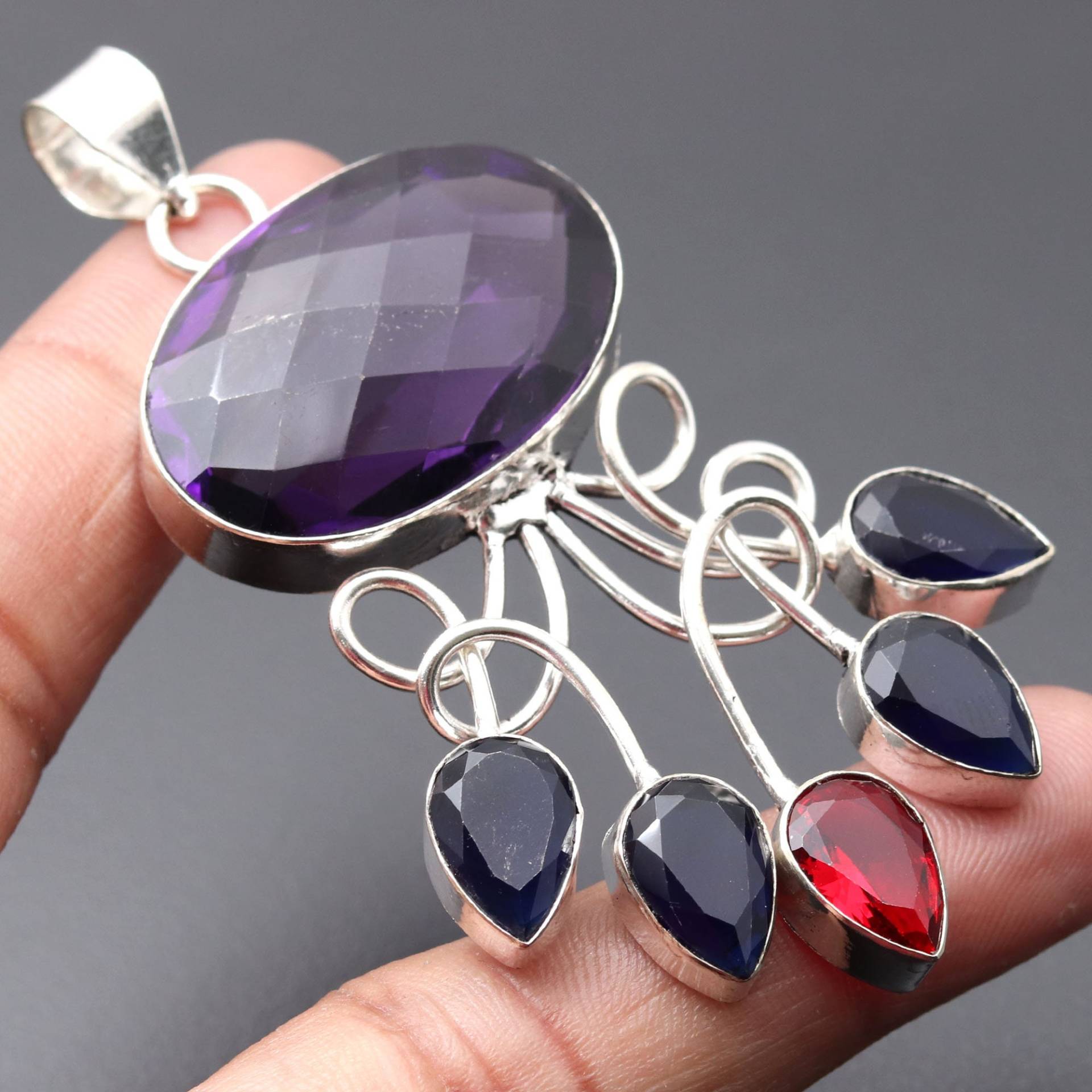 Amethyst Quarz Edelstein Anhänger Schmuck Halskette Geschenk Für Sie Ihn von JewelleryexportGifts