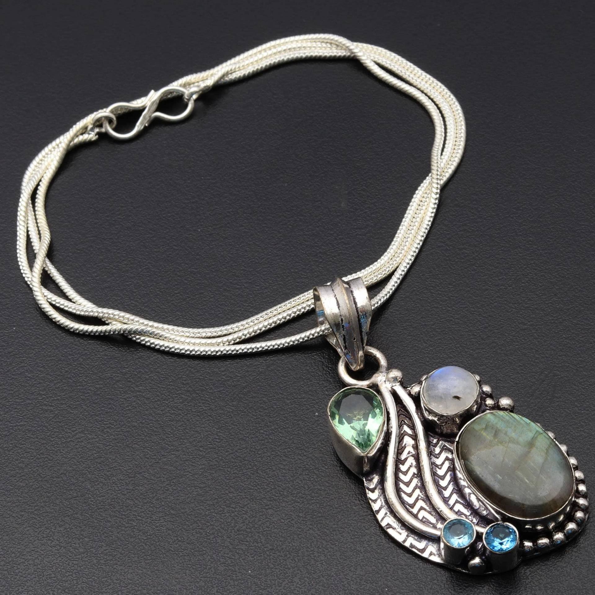 Blaue Feuer Labradorit Edelstein Kette Halskette Schmuck Frau Anhänger Geschenk Für Sie von JewelleryexportGifts