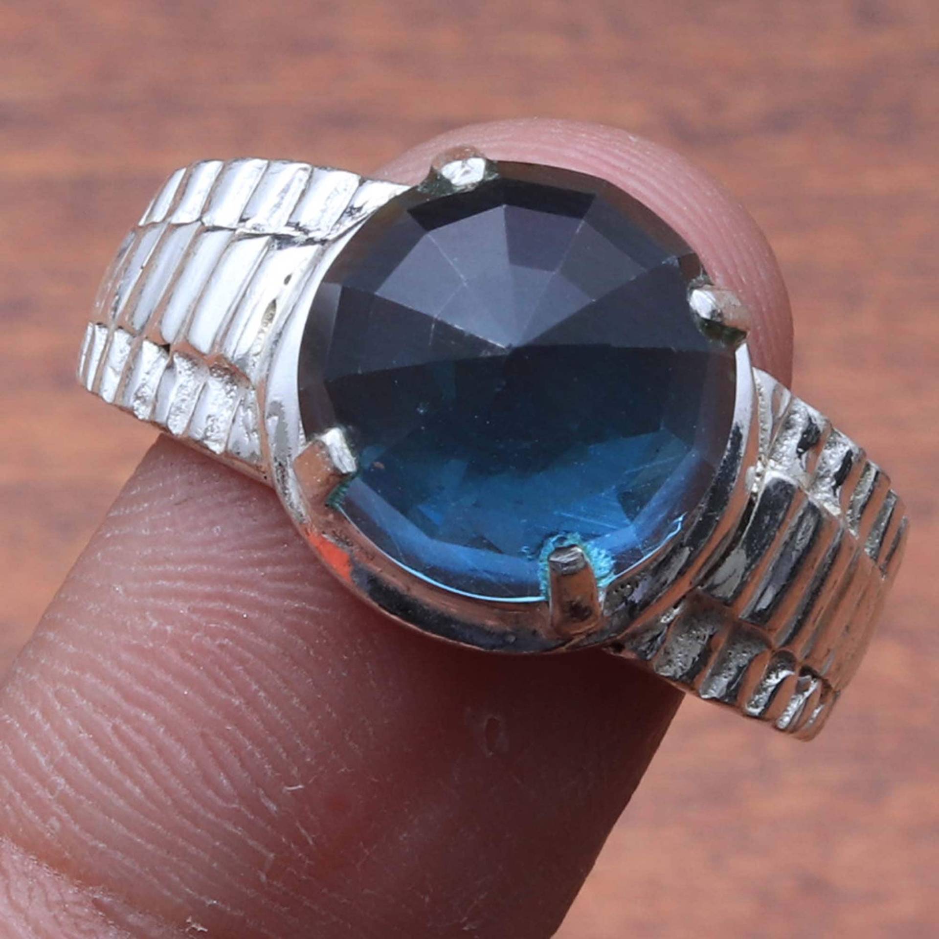Blauer Quarz Facettierte Edelstein Ring Schmuck Frau/Mann Geschenk Für Sie Versilberter von JewelleryexportGifts