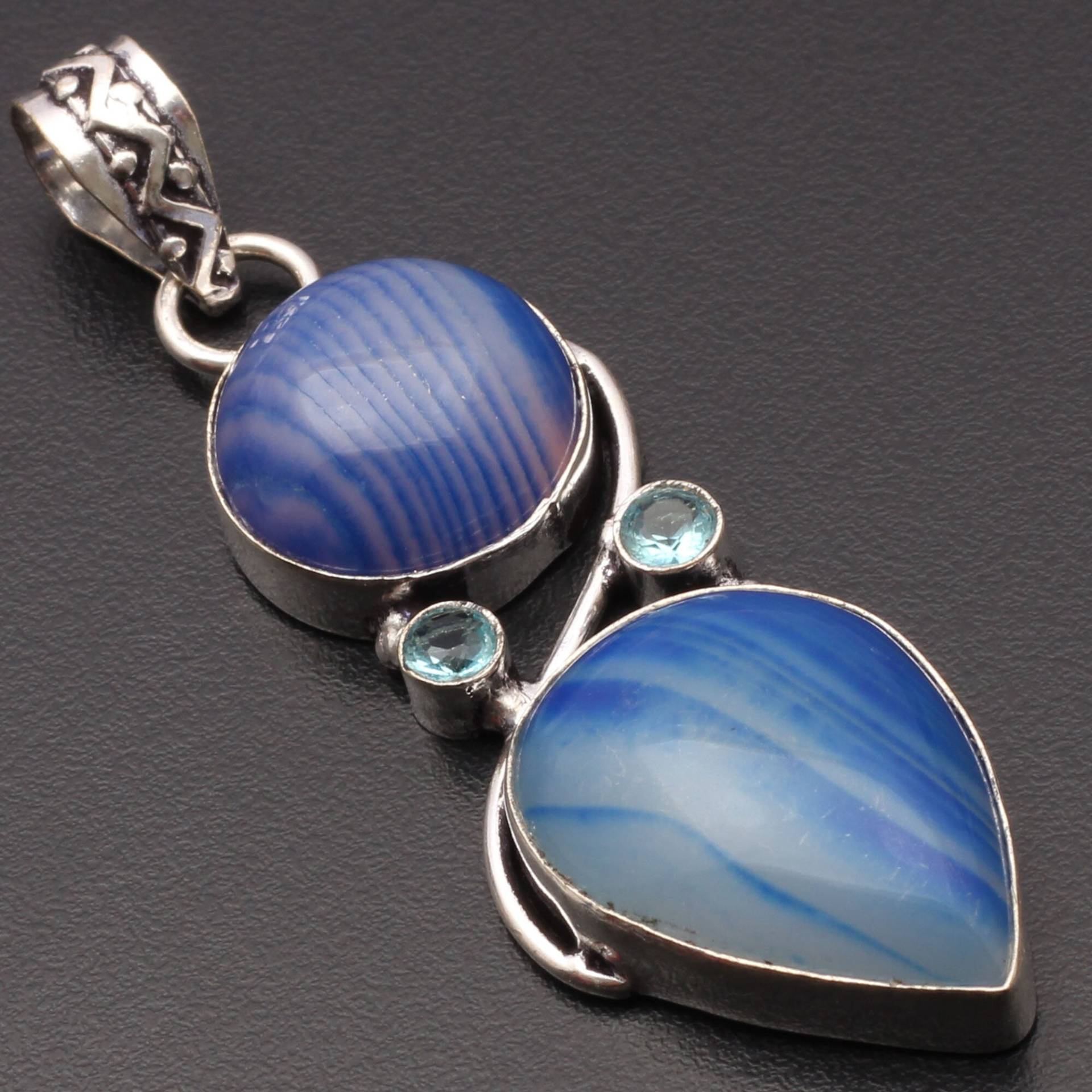 Blauer Spitzen Onyx Blauquarz Edelstein Anhänger Schmuck Frau Geschenk Für Sie Neuen von JewelleryexportGifts