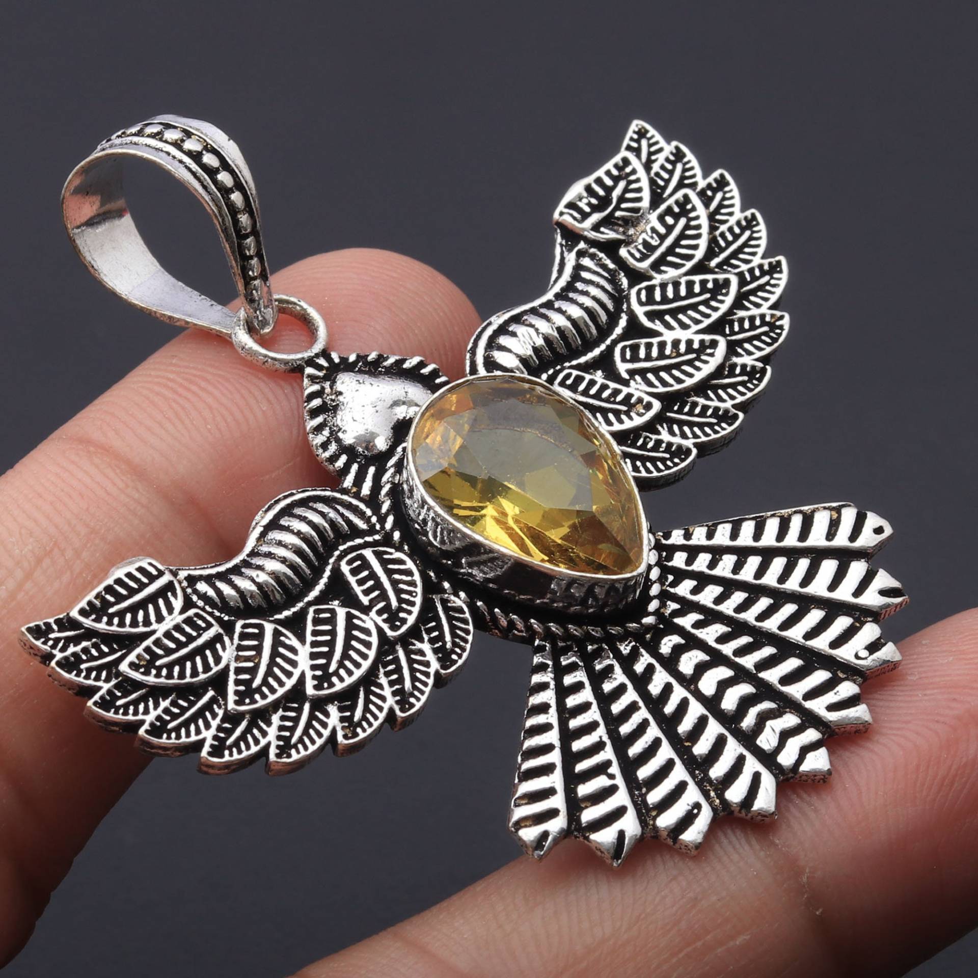 Citrin Quarz Edelstein Anhänger Schmuck Golden Eagle Style Frau Geschenk Für Ihren Neuen von JewelleryexportGifts