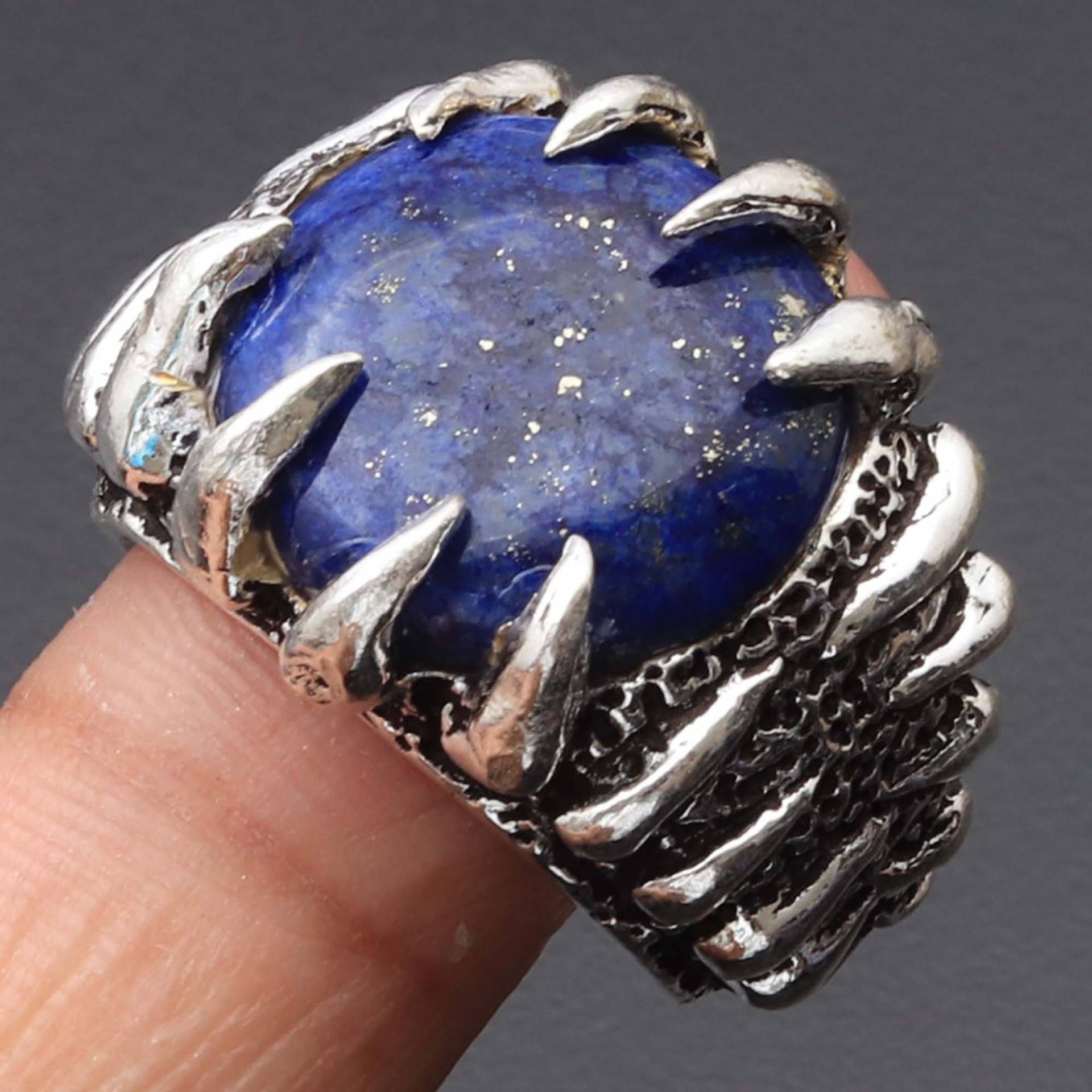 Echte Lapis Lazuli Edelstein Ring Schmuck Frau/Mann Geschenk Für Ihren Antiken Stil Silber Vergoldet von JewelleryexportGifts