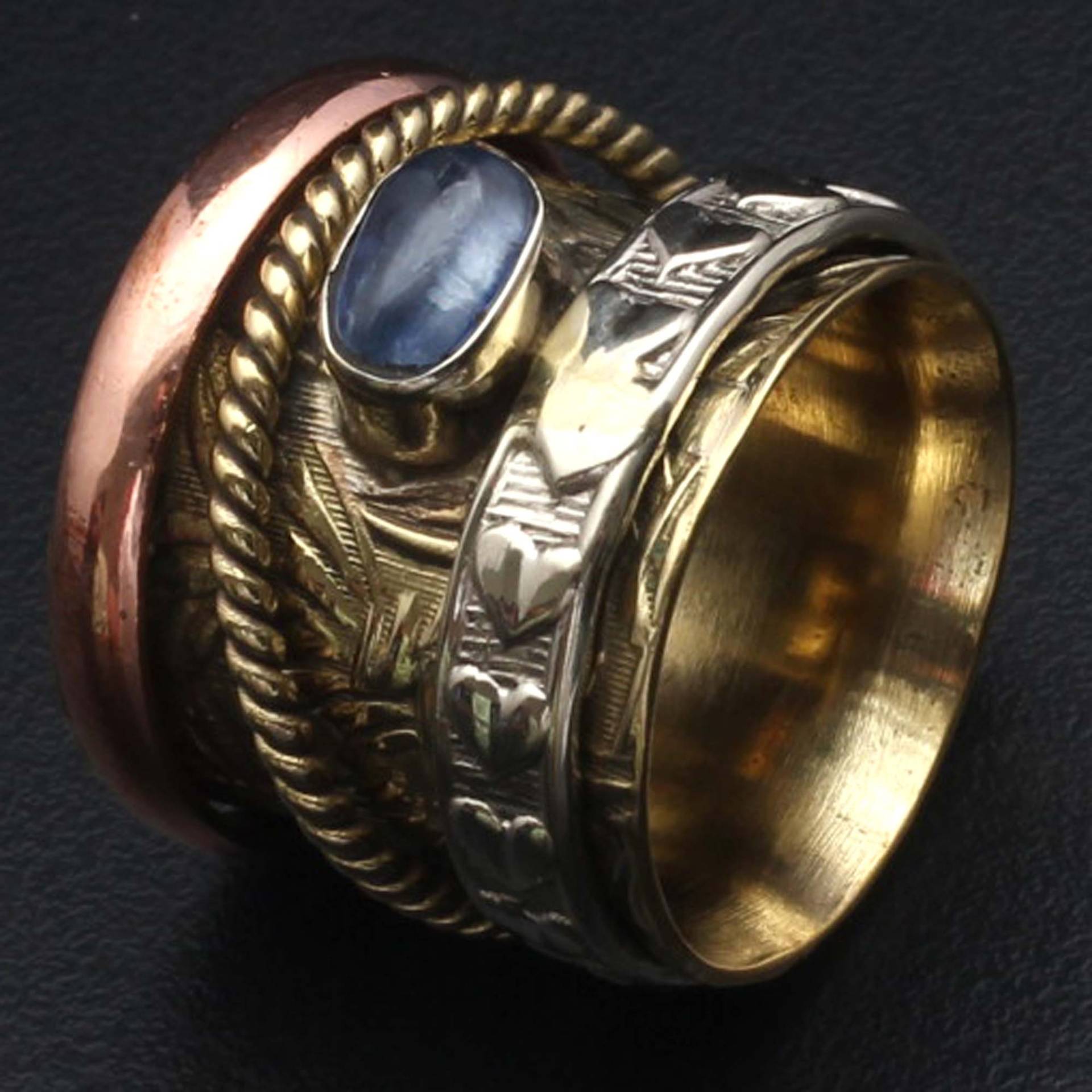 Kyanit Edelstein Spinner Ring Schmuck Frau/Mann Geschenk Für Sie Vergoldet von JewelleryexportGifts