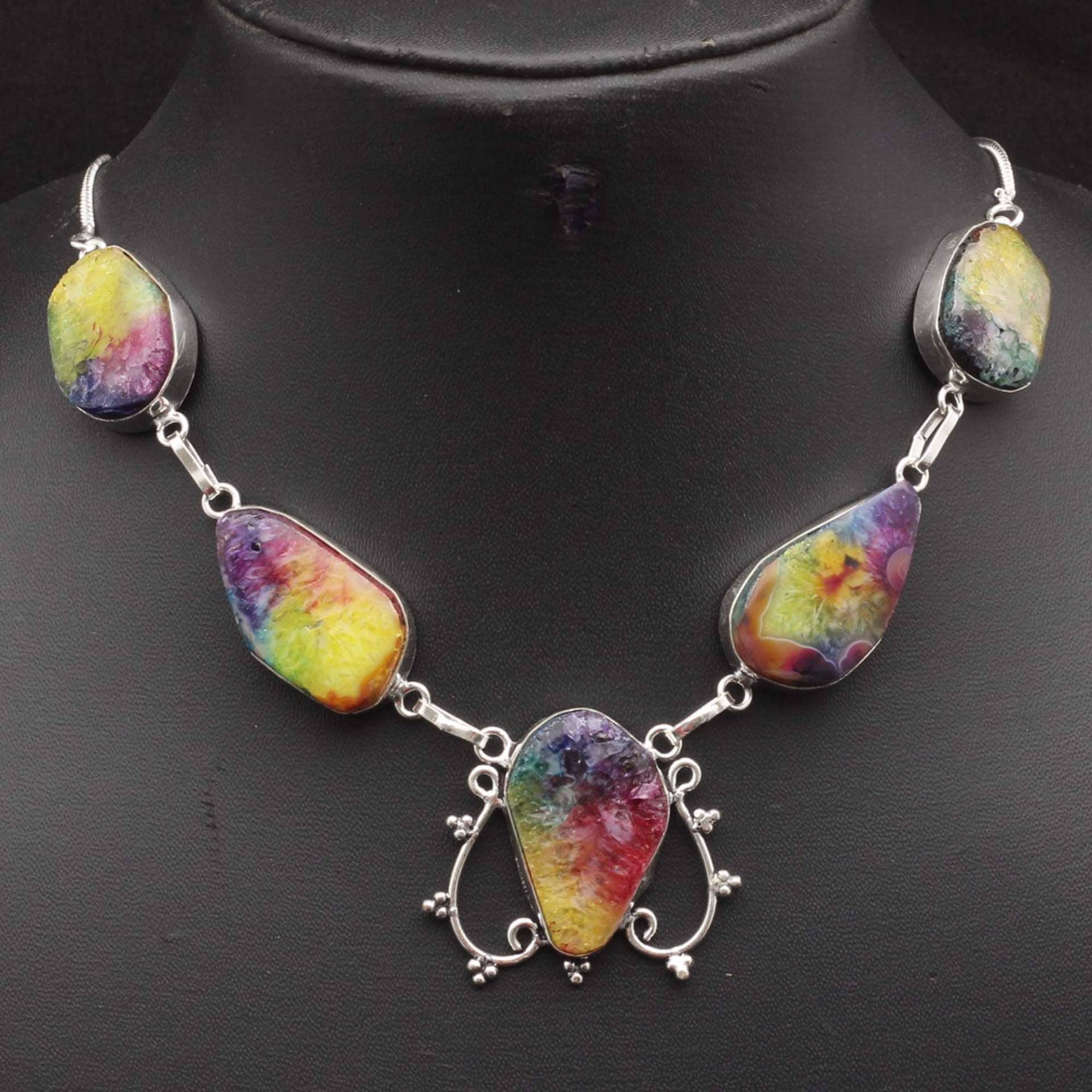 Regenbogen Scheibe Edelstein Halskette Schmuck Frau Geschenk Für Sie Anhänger von JewelleryexportGifts