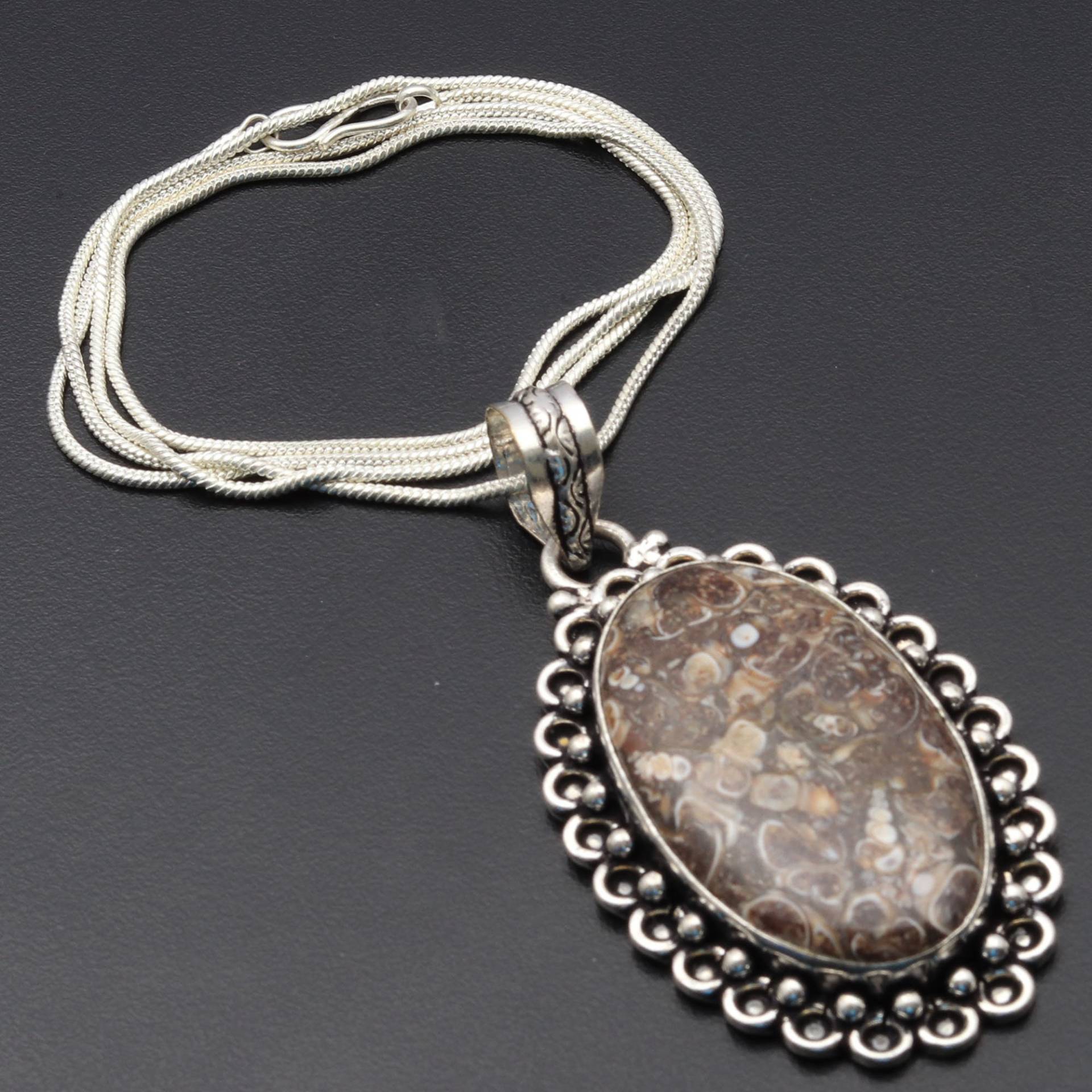 Turritella Fossil Achat Edelstein Kette Halskette Schmuck Frau Anhänger Geschenk Für Sie von JewelleryexportGifts