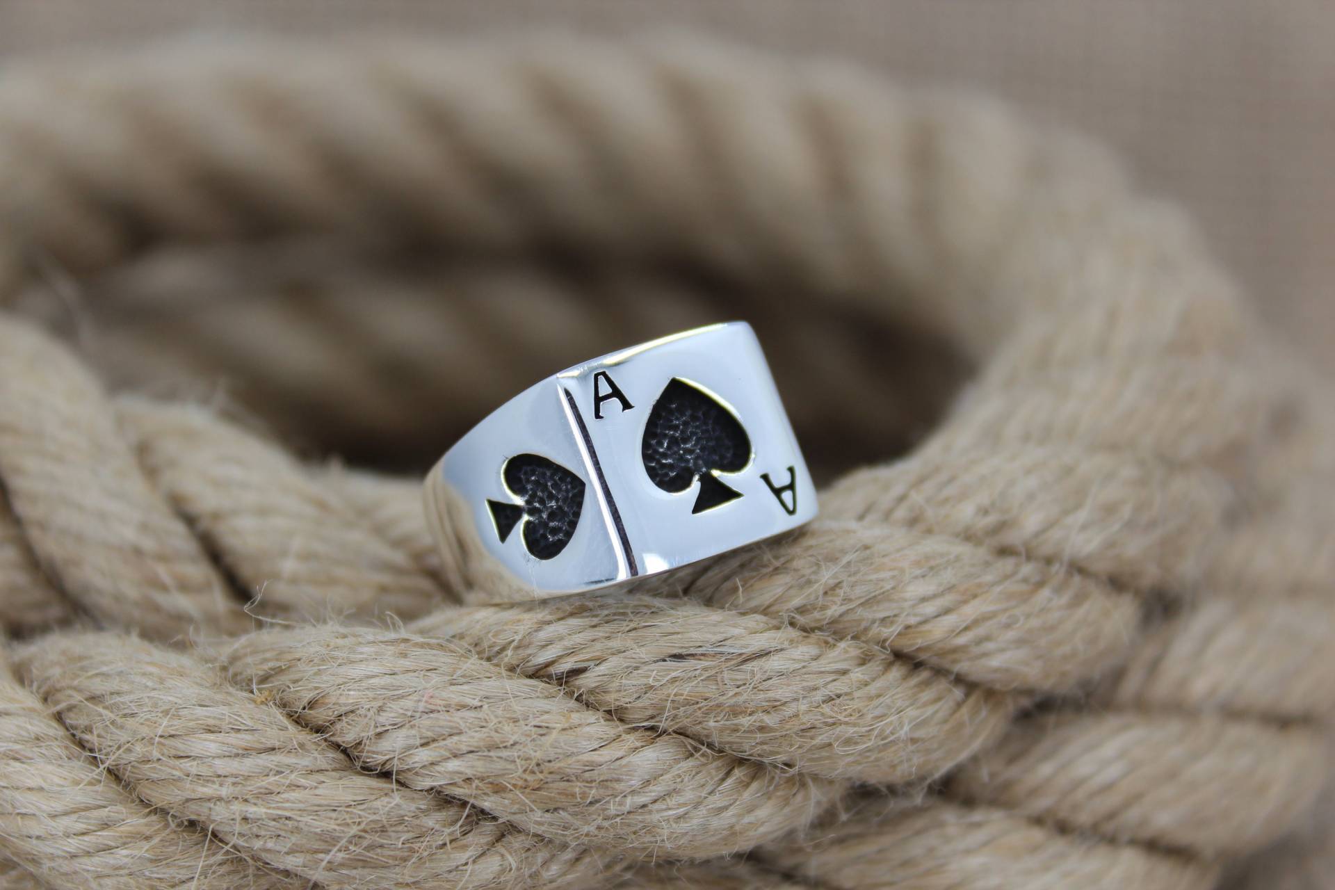 Ace Of Spades Figur Solid 925 Sterling Silber Herren Ring Handgemachte Schmuck Geschenk Für Ihn Poker Lucky Card Kostenloser Versand von JewelliumShop