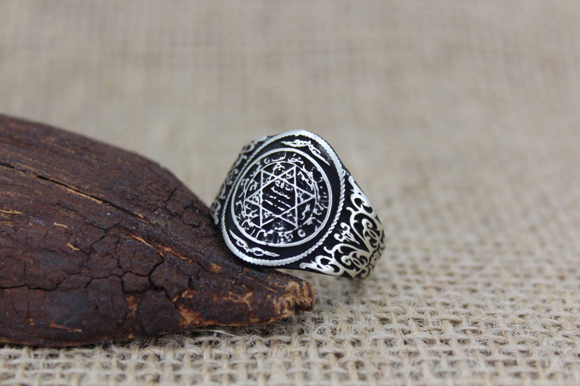 Siegel Von Solomon Solid 925 Sterling Silber Herren Ring Star Of David King Suleiman Heilung Talisman Amulett von JewelliumShop