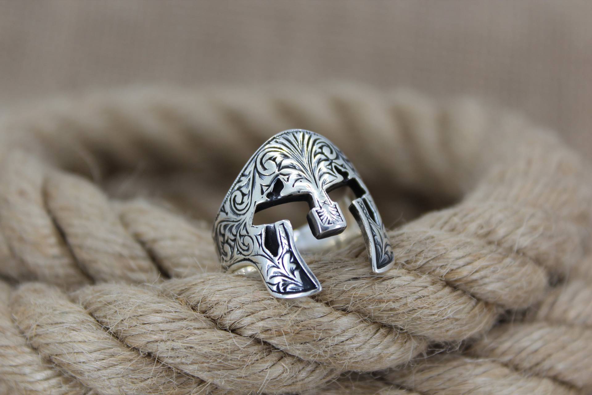 Spartan Krieger Helm Solide 925 Sterling Silber Herren Ring Handgefertigten Schmuck von JewelliumShop