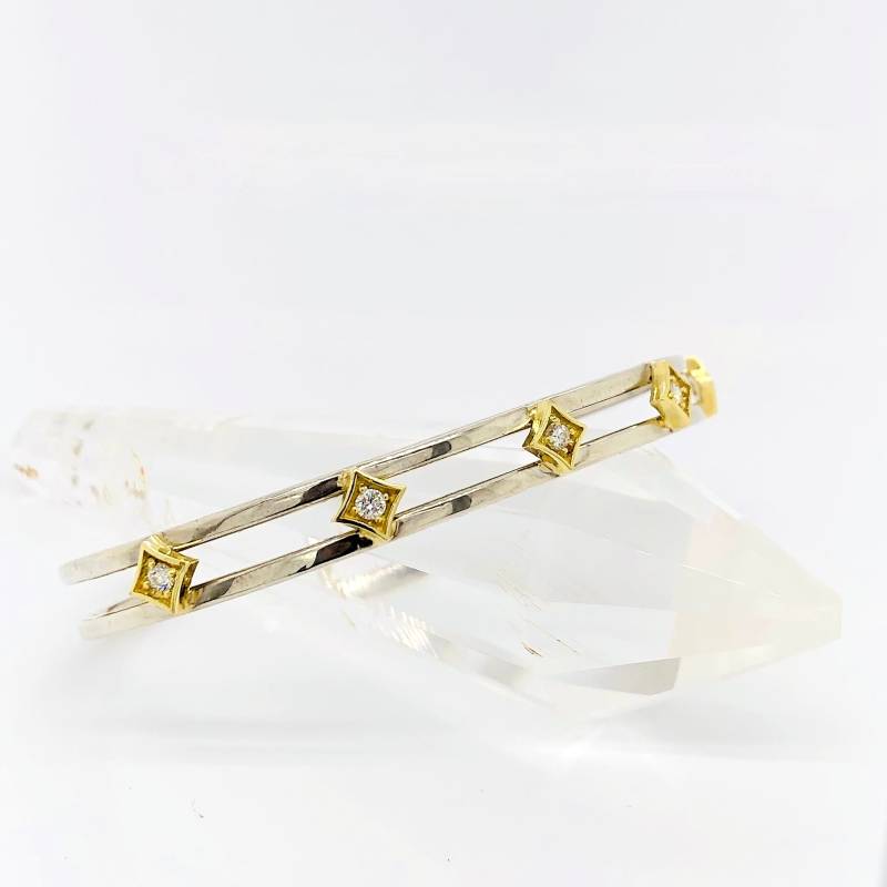 Diamant Stern Armreif 750Er Gold & Sterling Silber Armspange von Jewelluxe