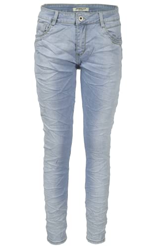 Jewelly by Lexxury Damen Stretch Jeans Five-Pocket-Jeans Boyfriend -Cut by Lexxury mit Reißverschluss (XS/34, Bleached-blau), 2601 von Jewelly by Lexxury