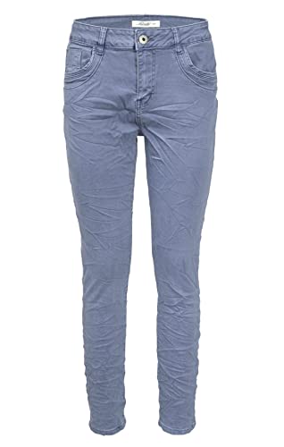 Jewelly Damen Stretch Boyfriend Jeans Five-Pocket im Crash-Look mit Reißverschluss (XS/34, Washed-Blau) von Jewelly