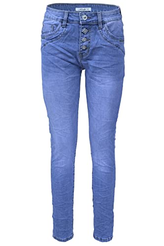 Jewelly Damen Stretch Jeans Five-Pocket im Crash-Look | Boyfriend Hose | Knopfleiste | Strechjeans | Strechhose | Damenjeans (as3, Numeric, Numeric_34, Regular, Regular, Style: 2317, Regulär) von Jewelly