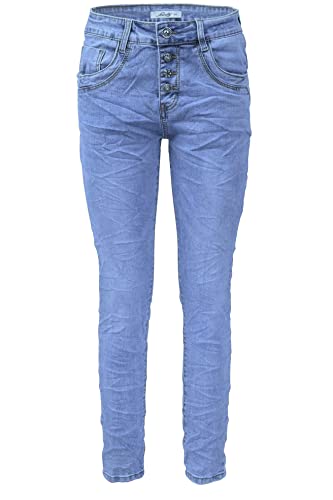 Jewelly Damen Stretch Jeans Five-Pocket im Crash-Look | Boyfriend Hose | Knopfleiste | Strechjeans | Strechhose | Damenjeans (as3, Numeric, Numeric_34, Regular, Regular, Style: 2332, Regulär) von Jewelly