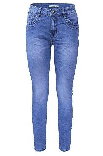 Jewelly Damen Stretch Jeans Five-Pocket im Crash-Look | Boyfriend Hose | Reißverschluss | Strechjeans | Strechhose | Damenjeans (as3, Numeric, Numeric_34, Regular, Regular, Style: 2313, Regulär) von Jewelly