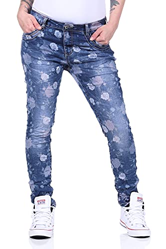Jewelly Damenjeans im Skinny Style Boyfriends Hüftjeans Jeans Hose Röhre 18 (34, Blau 41) von Jewelly