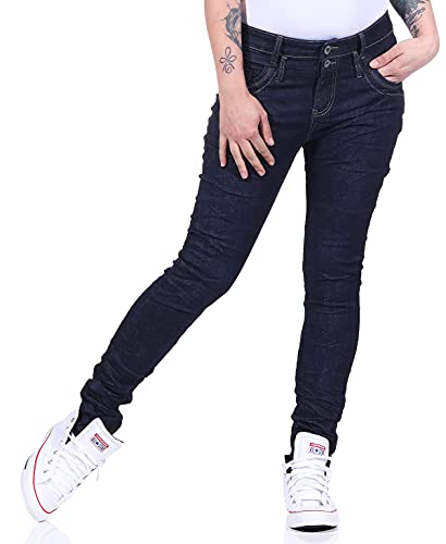 Jewelly Damenjeans im Skinny Style Boyfriends Hüftjeans Jeans Hose Röhre 18 (34, Blau 94) von Jewelly