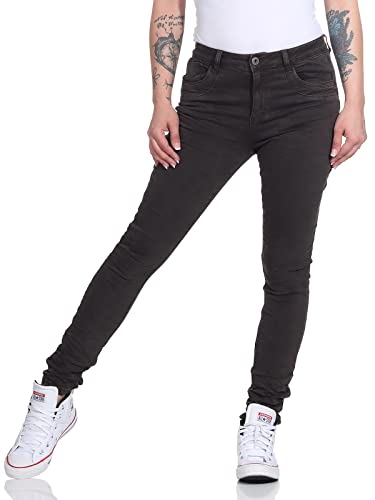 Jewelly Damenjeans im Skinny Style Boyfriends Hüftjeeans Jeans Hose Röhre in aktuellen Farben 17 (38, Braun) von Jewelly