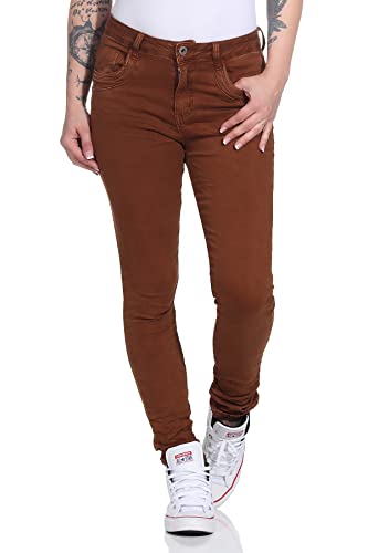 Jewelly Damenjeans im Skinny Style Boyfriends Hüftjeeans Jeans Hose Röhre in aktuellen Farben16 (36, Senf) von Jewelly