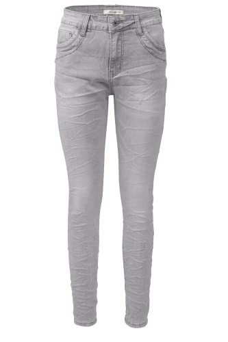 Jewelly Jeans mit Crash Optik Grau, Boyfriend Schnitt, Perfekter Sitz. 2606 (S/36) von Jewelly