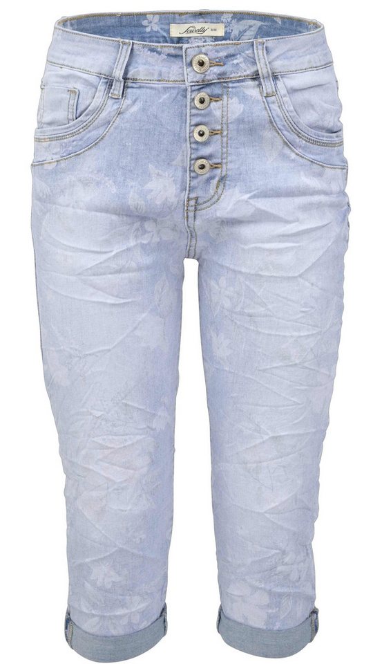 Jewelly Regular-fit-Jeans Capri Jeans im Crash-Look, Boyfriend Hose mit von Jewelly