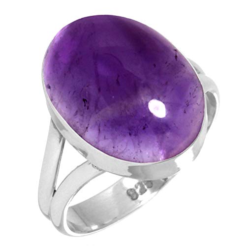 Jeweloporium Violett Echt Amethyst 925 Silber Ringe für Frauen Edelstein Cocktail Silber Ringe Größe 70(22.3) das Erntedankfest Geschenk viktorianisch Schmuck von Jeweloporium