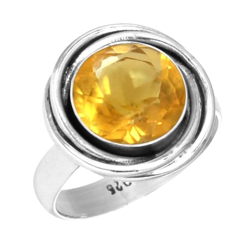 925 Sterling Silber Frau Schmuck Citrin Quarz Ring Größe 54 (17.2) (99091_CIT_R7.5) von Jeweloporium