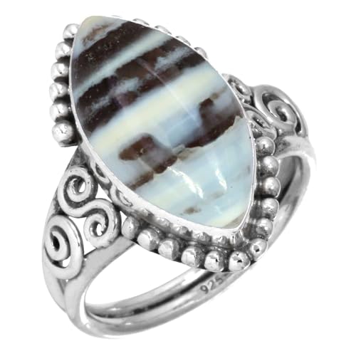 925 Sterling Silber Frau Schmuck Natürlich Blau Opal Ring Größe 49 (15.6) (99135_BOP_R5) von Jeweloporium