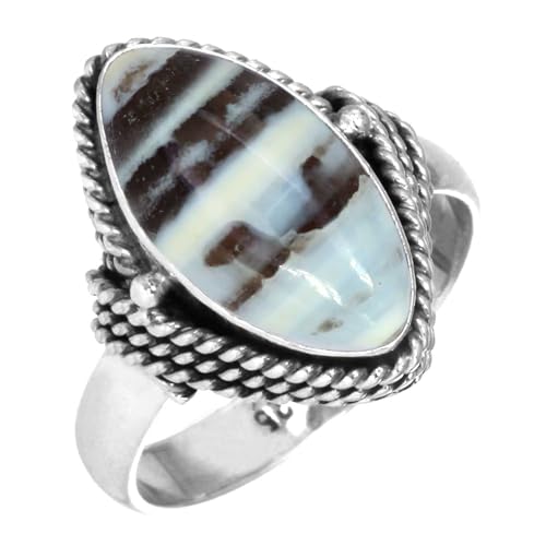 925 Sterling Silber Frau Schmuck Natürlich Blau Opal Ring Größe 69 (22.0) (99093_BOP_R131) von Jeweloporium