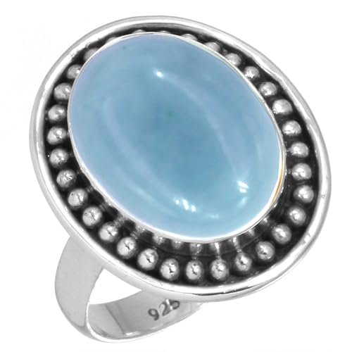 925 Sterling Silber Ring Natürlich Angelite Handgemacht Schmuck Größe 69 (22.0) (99117_ANG_R131) von Jeweloporium