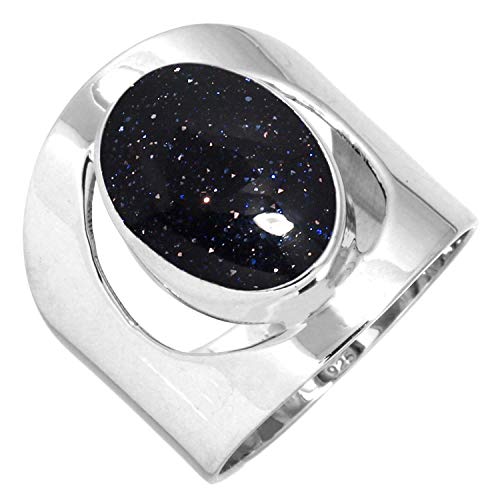 Jeweloporium 925 Sterling Silber Ringe für Frauen Blauer Sonnenstein mit Stein Handgefertigt Silber Ringe Größe 65(20.7) Geburtstag Geschenk Mode Schmuck von Jeweloporium