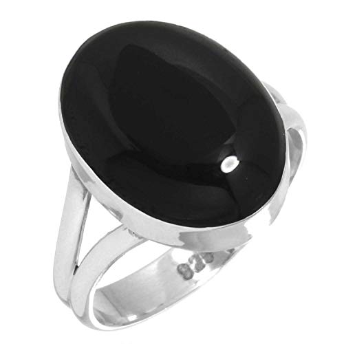 Jeweloporium 925 Sterling Silber Ringe für Frauen Echt Schwarzer Onyx Edelstein Mode Silber Ringe Größe 66(21.0) Weihnachten - Geschenk Boho Schmuck von Jeweloporium