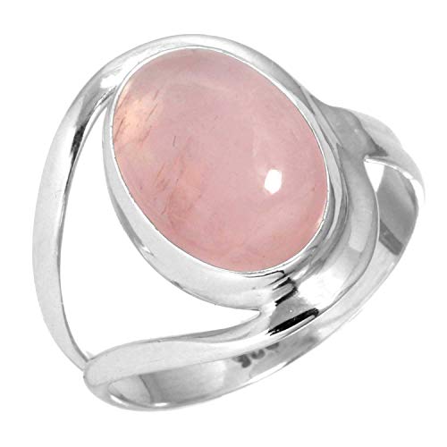 Jeweloporium 925 Sterling Silber Ringe für Frauen Rosa Rosenquarz Edelstein Handgefertigt Silber Ringe Größe 57(18.1) Weihnachten - Geschenk Mode Schmuck von Jeweloporium