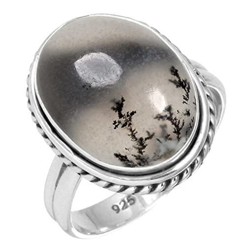 925 Sterling Silver Women Jewelry Natural Dendrite Opal Ring Größe 59 (18.8) (99027_DND_R10) von Jeweloporium