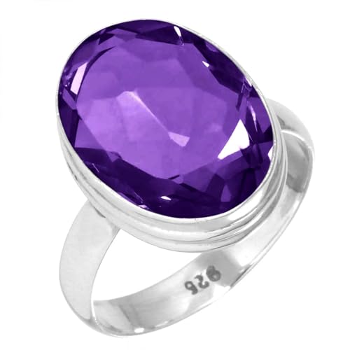 Amethyst Quarz Frau Schmuck 925 Sterling Silber Ring Größe 54 (17.2) (99033_AMFT_R7.5) von Jeweloporium