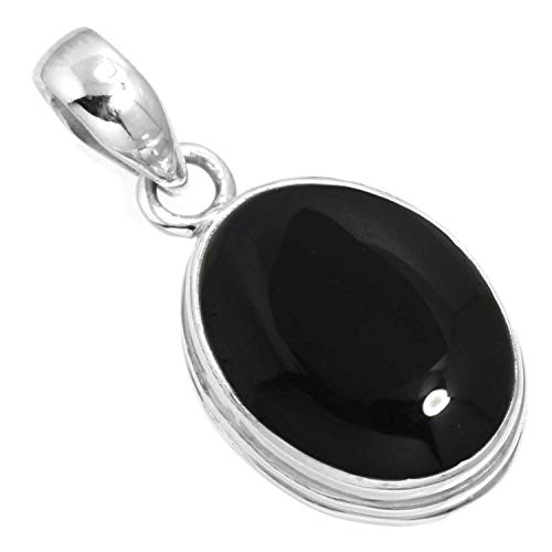 Jeweloporium 925 Silber Anhängerin für Damen Natürlich Schwarzer Onyx Edelstein Kostüm Silberne Anhänger Halskette Freundschaftstag Geschenk Jahrgang Schmuck von Jeweloporium