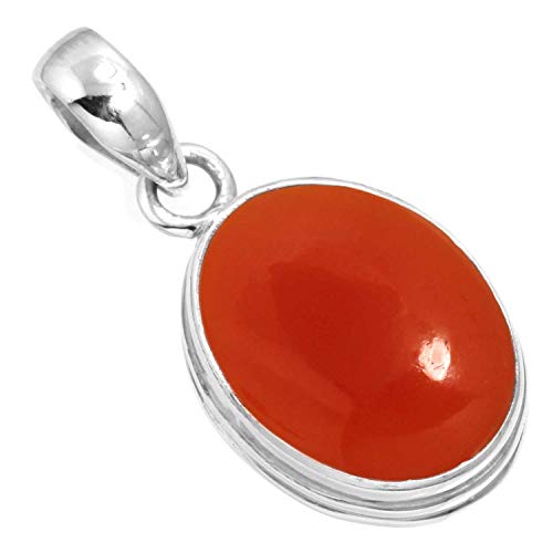 Jeweloporium 925 Silber Anhängerin für Damen Orange Natürlich Karneol mit Stein Handgefertigt Silberne Anhänger Halskette Neujahr Geschenk Mode Schmuck von Jeweloporium