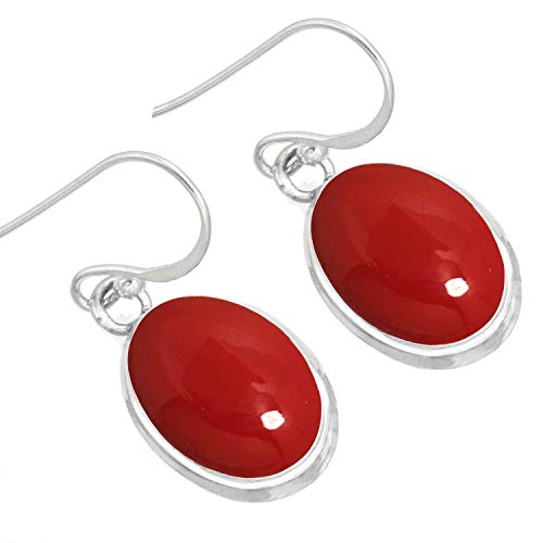 Jeweloporium 925 Silber Ohrring für Damen Roter Stein mit Stein Tropfen Baumeln Boho Sílbern Ohrring Freundschaftstag Geschenk Handgefertigt Schmuck von Jeweloporium