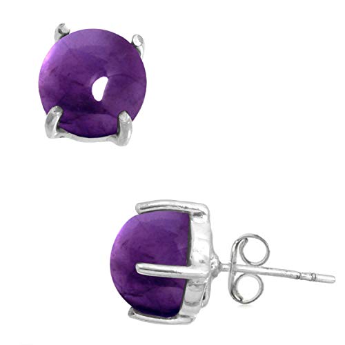 Jeweloporium 925 Silber Ohrring für Damen Violett Natürlich Amethyst mit Stein Boho Sílbern Ohrstecker Ostern Geschenk Handgefertigt Schmuck von Jeweloporium