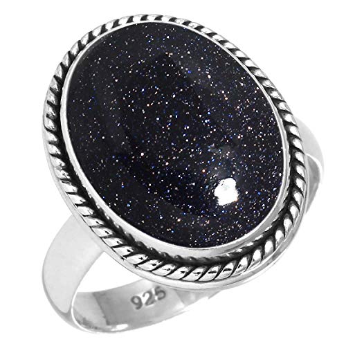 Jeweloporium 925 Silber Ringe für Damen Blauer Sonnenstein Edelstein Mode Silber Ringe Größe 60(19.1) Valentinstag - Geschenk Boho Schmuck von Jeweloporium