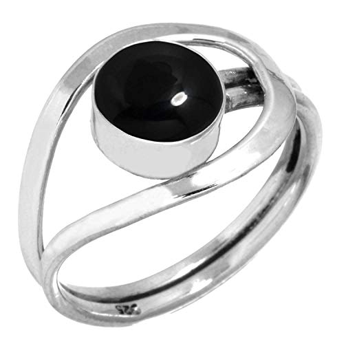 Jeweloporium 925 Silber Ringe für Damen Echt Schwarzer Onyx mit Stein Boho Silber Ringe Größe 58(18.5) Weihnachten - Geschenk Handgefertigt Schmuck von Jeweloporium