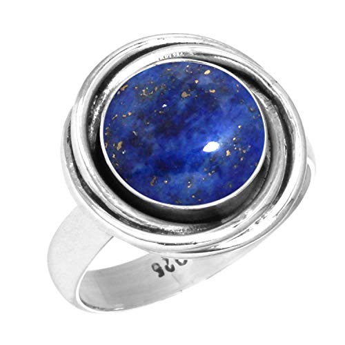 Jeweloporium 925 Silber Ringe für Damen Größe 54(17.2) Blau Natürlich Lapislazuli Edelstein Jahrgang Silber Ringe Geburtstag Geschenk Solitär Schmuck von Jeweloporium