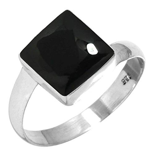 Jeweloporium 925 Silber Ringe für Damen Größe 56(17.8) Real Schwarzer Onyx mit Stein Jahrgang Silber Ringe Solitär Schmuck von Jeweloporium